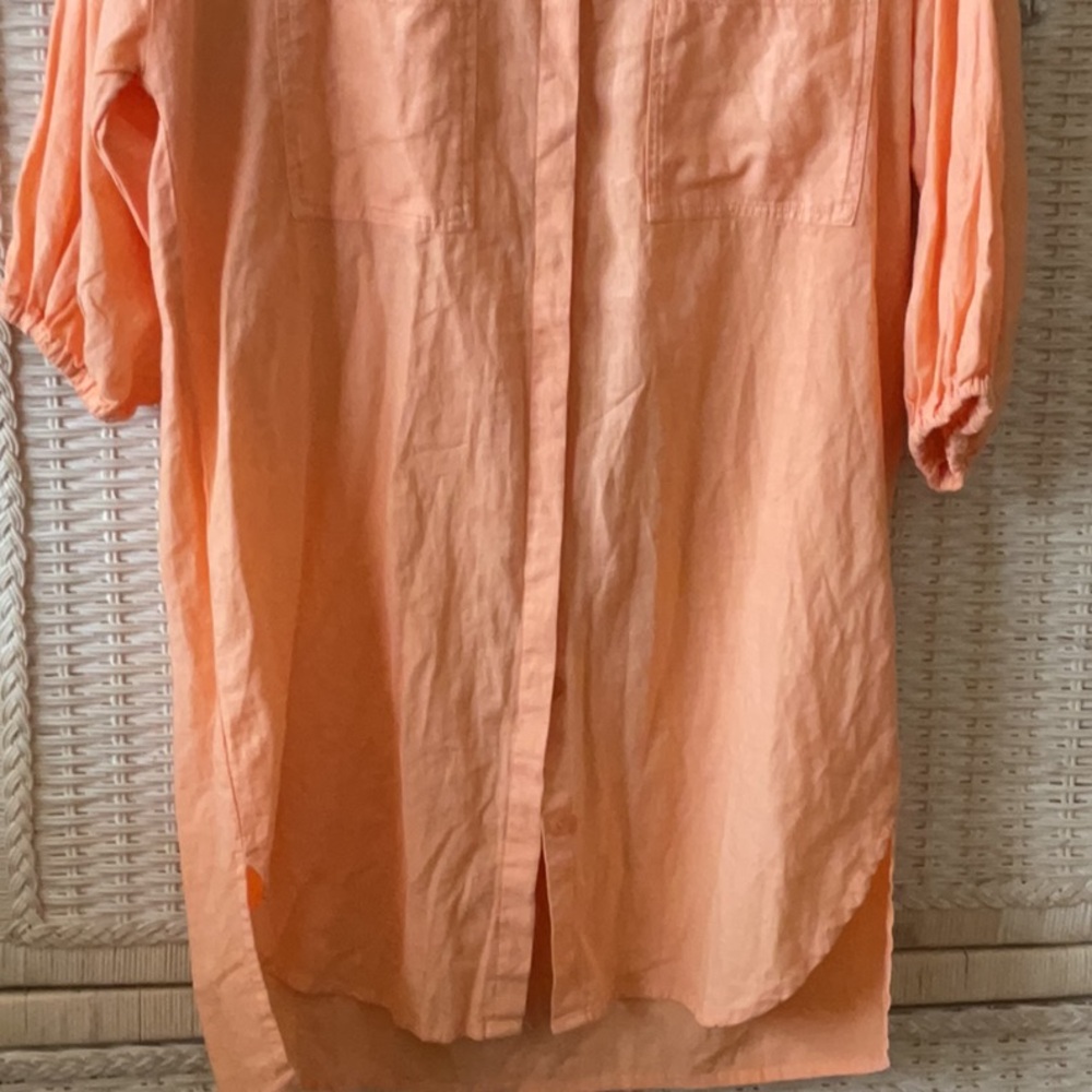 YFB Young Fabulous & Broke Sand Dollar Linen Orange Shirt Dress - Picture 5 of 14